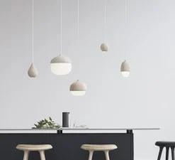 Suspension, Terho M, bois, tilleul, opalin, Ø24cm, H21,5cm - Mater