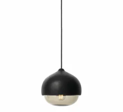 Suspension*Mater Suspension, Terho M, bois, tilleul, fumé, noir, Ø24cm, H21,5cm - bois, tilleul, opalin, noir