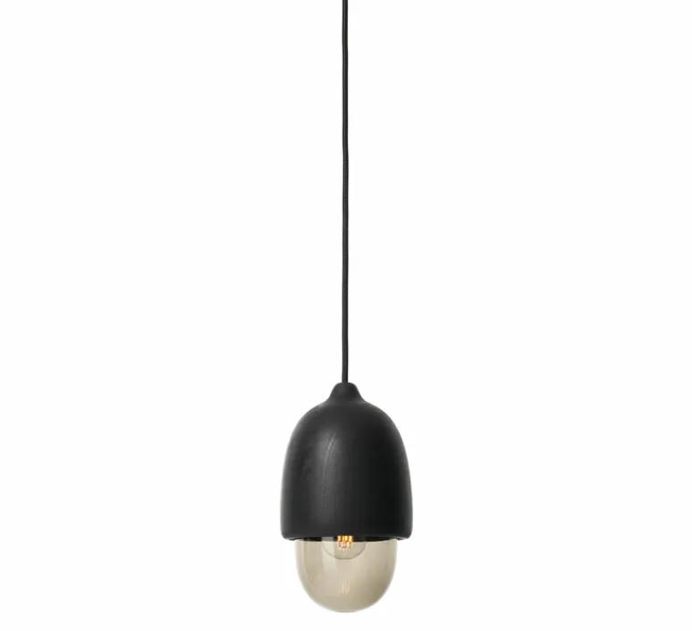 Suspension*Mater Suspension, Terho S, bois, tilleul, fumé, noir, Ø13,5cm, H21,5cm - bois, tilleul, opalin, noir