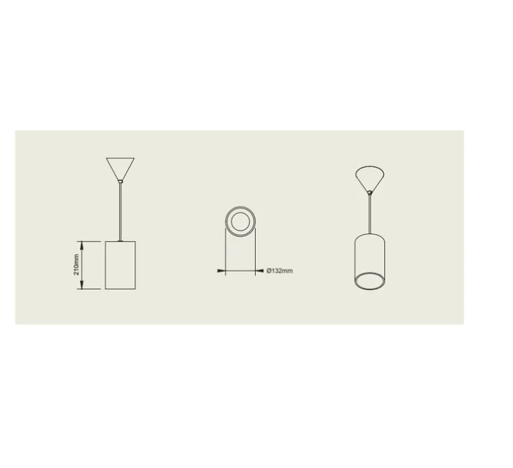 Suspension, Terra Big, lignes rouges, câble noir, IP44, LED, dim, 2700K, 800 lm, Ø13,2cm, H21cm - Pott