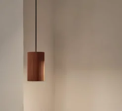 Suspension*Pott Suspension, Terra Big, lignes rouges, câble noir, IP20, Ø13,2cm, H21cm - terracotta, câble noir