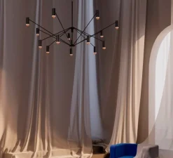 Suspension*Marset Suspension, The W, , LED, dim, 2700K, 9660 lm, Ø200cm, H74cm - noir et terre cuite
