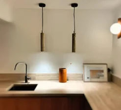 Suspension, Tibur 30, travertin, LED, 2700K, 400lm, Ø6cm, H30cm - Nedgis