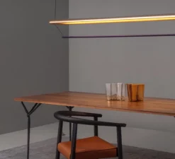 Suspension*A-N-D Suspension, Tier 150, cuivre anodisé, améthyste, LED, dim, 2700K, L150cm, H20cm - or anodisé, améthyste