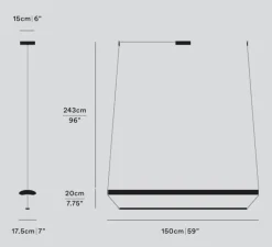 Suspension*A-N-D Suspension, Tier 150, cuivre anodisé, améthyste, LED, dim, 2700K, L150cm, H20cm - or anodisé, améthyste