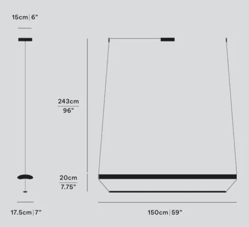 Suspension*A-N-D Suspension, Tier 150, cuivre anodisé, améthyste, LED, dim, 2700K, L150cm, H20cm - or anodisé, améthyste