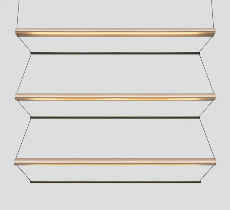 Suspension, Tier 150, vertical, or anodisé, vert émeraude, LED, dim, 2700K, L150cm, H120cm - A-N-D