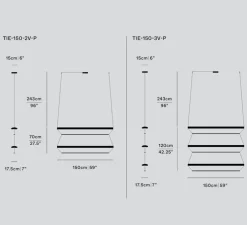 Suspension, Tier 150, vertical, or anodisé, vert émeraude, LED, dim, 2700K, L150cm, H120cm - A-N-D