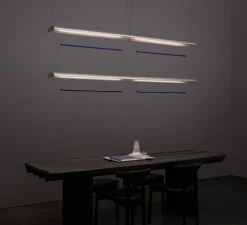 Suspension*A-N-D Suspension, Tier Grid 150, , LED, dim, 2700K, L300cm, H70cm - argent anodisé, bleu saphir