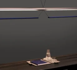 Suspension*A-N-D Suspension, Tier Grid 150, , LED, dim, 2700K, L300cm, H70cm - argent anodisé, bleu saphir