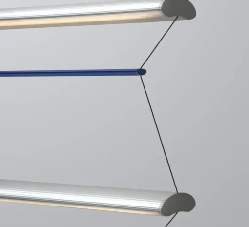 Suspension*A-N-D Suspension, Tier Grid 150, , LED, dim, 2700K, L300cm, H70cm - argent anodisé, bleu saphir