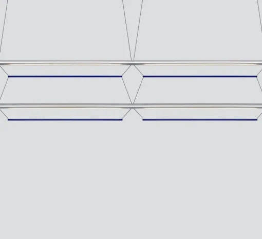 Suspension*A-N-D Suspension, Tier Grid 150, , LED, dim, 2700K, L300cm, H70cm - argent anodisé, bleu saphir
