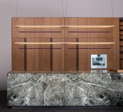 Suspension*A-N-D Suspension, Tier Grid 150, , LED, dim, 2700K, L300cm, H70cm - or anodisé, bleu saphir