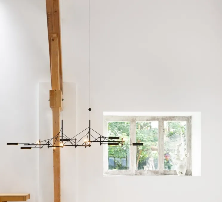 Suspension, Tinkering 140, noir, laiton, LED, dim, 2700K, 742 lm, L139cm, H30cm - Moooi