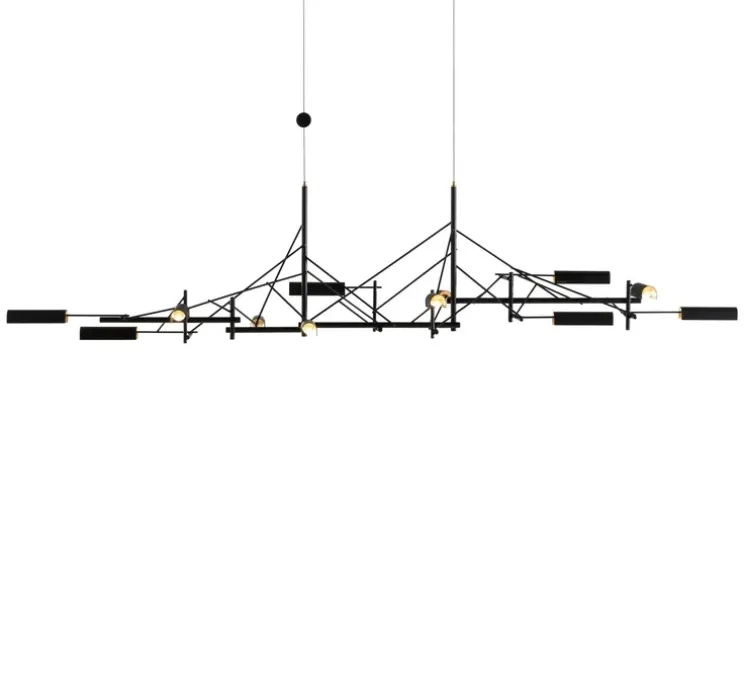 Suspension, Tinkering 140, noir, laiton, LED, dim, 2700K, 742 lm, L139cm, H30cm - Moooi