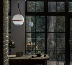 Suspension, Tonda, blanc, rouge-orangé, L39cm, H59cm - Foscarini