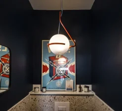 Suspension, Tonda Piccola, blanc, rouge-orangé, L30cm, H25cm - Foscarini