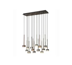 Suspension*Mantra Suspension, Tonic 14 lights, , L90cm, H50cm - transparent, chrome, bronze et cuivre