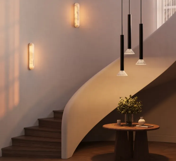 Suspension, Torres Tall , bronze et albâtre, Ø20cm, H70cm - CTO lighting