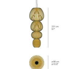 Suspension*LZF Suspension, Totem 4 Medium, bois cerisier, Ø86cm, H231cm - Cerisier naturel