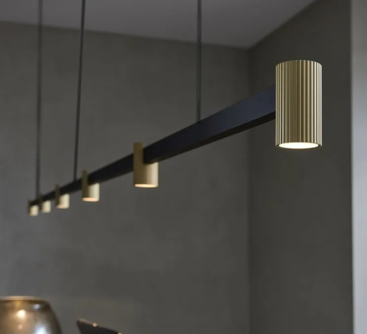 Suspension, Trace Chandelier 2.0, noir et or, LED, dim, 2700K, 1320 lm, L182,8cm, H5cm - Wever&Ducré