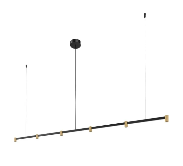 Suspension, Trace Chandelier 2.0, noir et or, LED, dim, 2700K, 1320 lm, L182,8cm, H5cm - Wever&Ducré