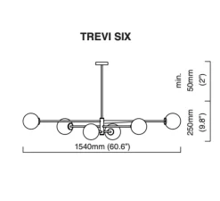 Suspension*CTO lighting suspension, TREVI 6 , , L154cm, H25cm - laiton