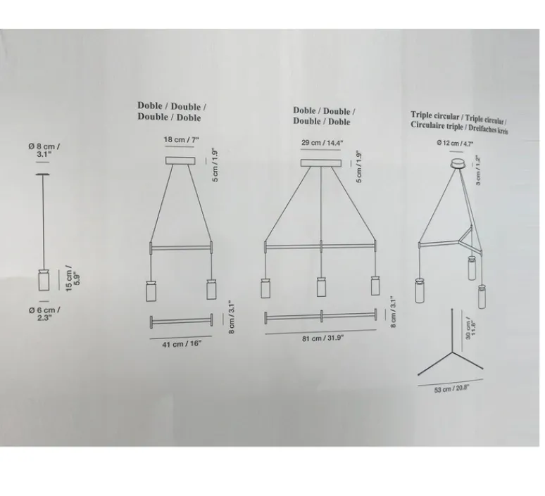 Suspension*Carpyen Suspension, Triana, noir, or, Ø6cm, H15cm, LED, 3000k, 900lm - noir et or