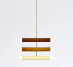 Suspension, TRN C4, marron, ochre, jaune pâle, L36cm, H25cm - Pani Jurek