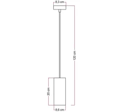 Suspension, Tub-E27, bois, Ø8,6cm, H20cm - Creative Cables