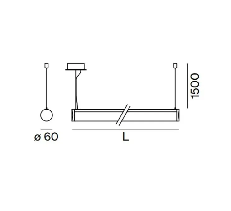 Suspension, TUBO 60, blanc, LED, dim, 3000K, 3550 lm, L121cm, H6cm - XAL