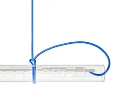 Suspension, Tubular, blanc, câble bleu, LED, 3000K, 1647lm, L125cm, H6cm - Ingo Maurer