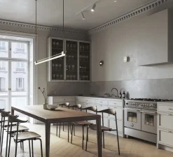 Suspension*Contain Suspension, Tubus, laiton brossé, PLA bois ébène, LED, 2700K, 1055lm, L100cm, H100cm - laiton brossé, bois ébène