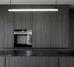 Suspension*Contain Suspension, Tubus, laiton noirci, PLA fibre carbone, LED, 2700K, 1000lm, L100cm, H120cm - laiton noirci, charbon