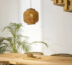 Suspension, Tupai, noir, rotin, Ø16,8cm, H29cm - Faro