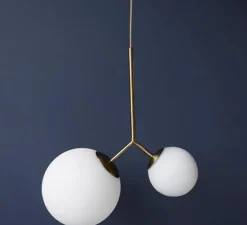 Suspension, Twice, opal, blanc, laiton, H70cm - House Doctor