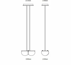 Suspension*SkLO Studio Suspension, Twin 4.0, , L28cm, H15cm - Oyster, laiton brossé