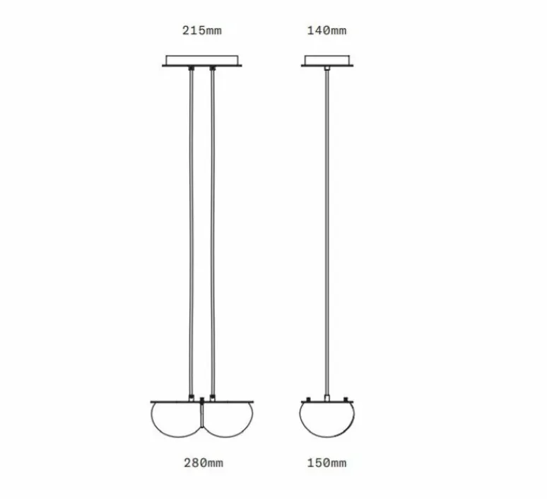 Suspension*SkLO Studio Suspension, Twin 3.0, , L28cm, H15cm - Oyster, laiton brossé