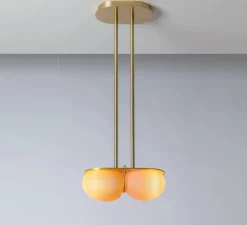 Suspension*SkLO Studio Suspension, Twin 4.0, , L28cm, H15cm - Rose pastel, laiton brossé