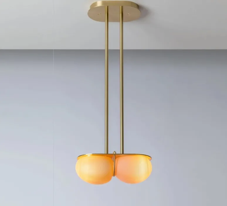 Suspension*SkLO Studio Suspension, Twin 4.0, , L28cm, H15cm - Rose pastel, laiton brossé