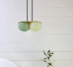 Suspension*SkLO Studio Suspension, Twin 3.0, , L28cm, H15cm - Vert, laiton brossé