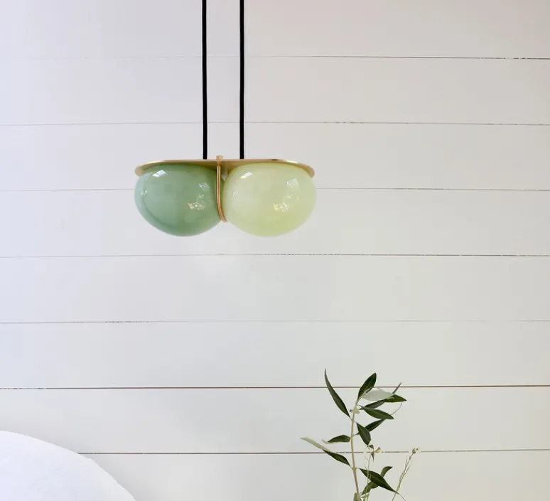 Suspension*SkLO Studio Suspension, Twin 3.0, , L28cm, H15cm - Vert, laiton brossé