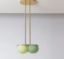 Suspension, Twin 4.0, Vert, laiton brossé, L28cm, H15cm - SkLO Studio