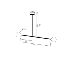 Suspension*Atelier Areti Suspension, Two Spheres 067, , L90cm, H71cm - laiton