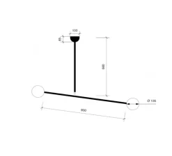 Suspension, Two Spheres, noir et blanc, H71cm, L90cm - Atelier Areti