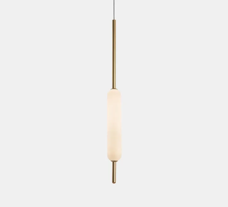 Suspension, Typha 01, blanc et laiton, LED, 2700K, 1200lm, Ø5cm, H80cm - Il Fanale