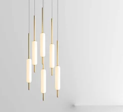 Suspension*Il Fanale Suspension, Typha 03, , LED, 2700K, 7200lm, Ø5cm, H80cm - blanc et laiton