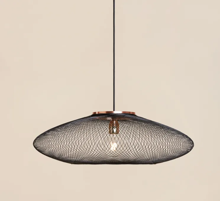 Suspension, UFO Full, Medium, noir charbon, câble noir et blanc, Ø60cm, H18cm - Atelier Robotiq