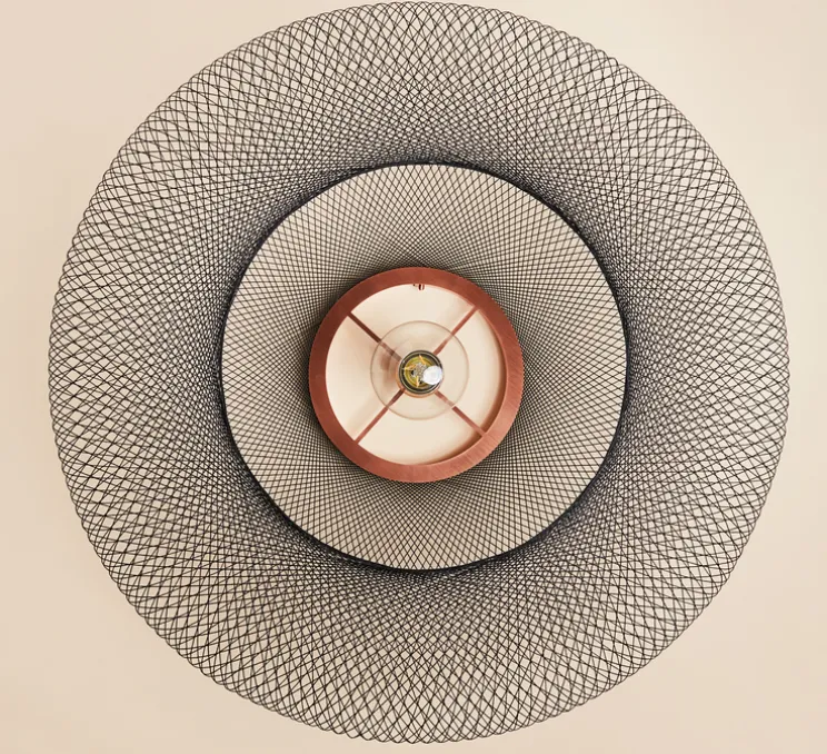 Suspension, UFO Full, Medium, noir charbon, câble noir et blanc, Ø60cm, H18cm - Atelier Robotiq