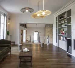 Suspension, UFO full Medium, blanc, câble blanc, Ø60cm, H18cm - Atelier Robotiq